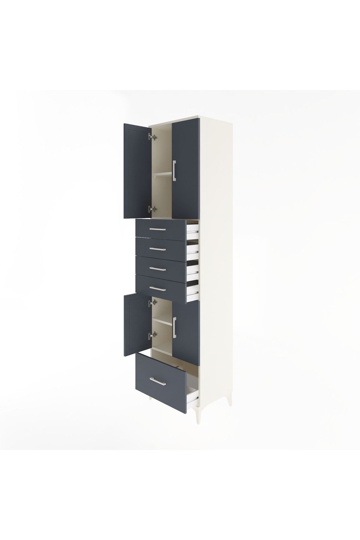 Hyperion Dolap 4 Raflı 5 Çekmeceli 4 Kapaklı 60x44x243 Aytaşı-Antrasit