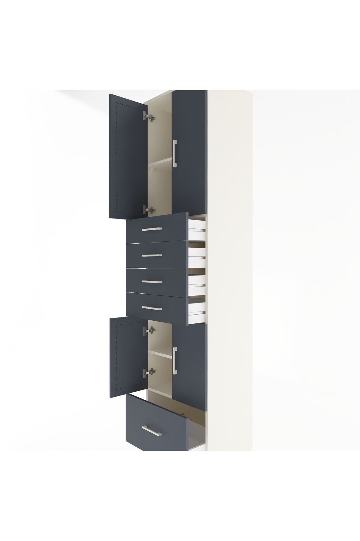 Hyperion Dolap 4 Raflı 5 Çekmeceli 4 Kapaklı 60x44x243 Aytaşı-Antrasit