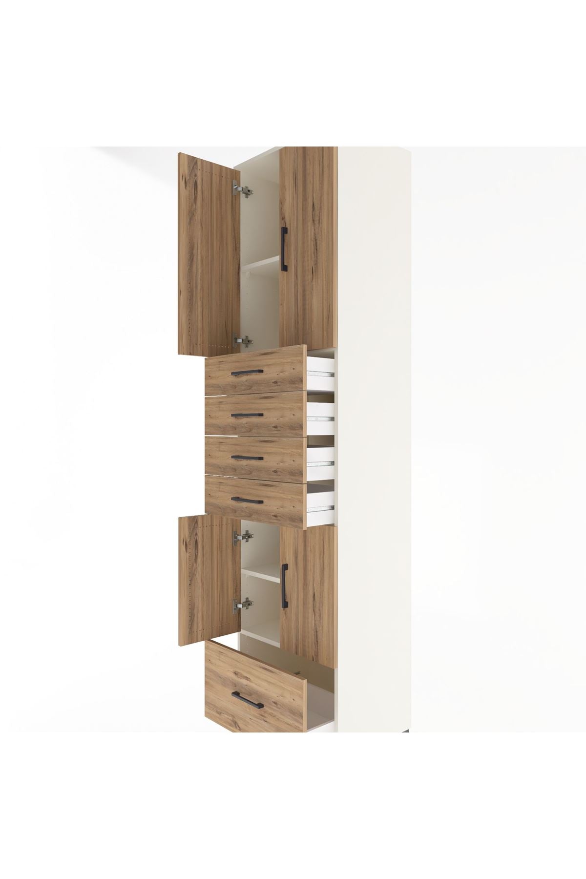 Hyperion Dolap 4 Raflı 5 Çekmeceli 4 Kapaklı 60x44x243 Aytaşı-Çam