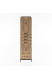 Hyperion Dolap 4 Raflı 5 Çekmeceli 4 Kapaklı 60x44x243 Antrasit-Çam