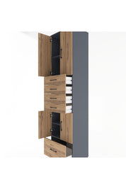 Hyperion Dolap 4 Raflı 5 Çekmeceli 4 Kapaklı 60x44x243 Antrasit-Çam