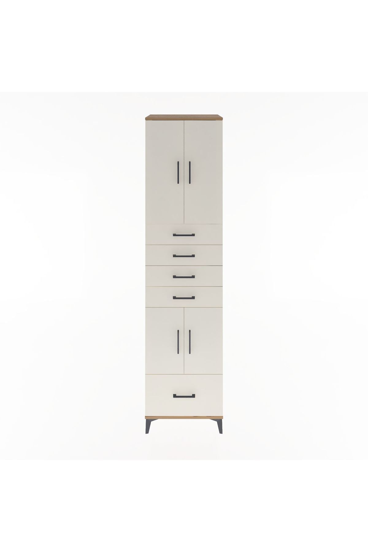 Hyperion Dolap 4 Raflı 5 Çekmeceli 4 Kapaklı 60x44x243 Çam-Aytaşı