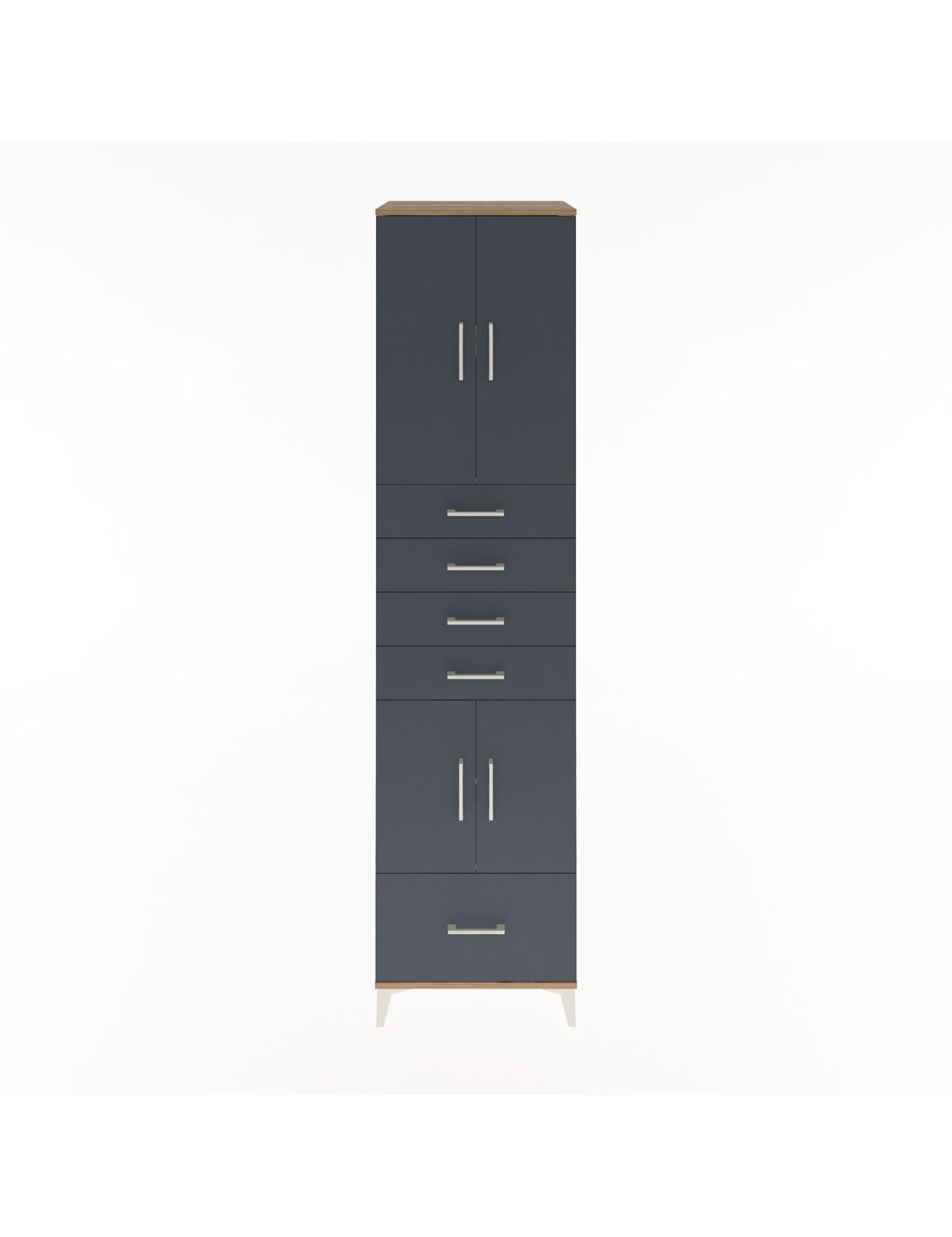 Hyperion Dolap 4 Raflı 5 Çekmeceli 4 Kapaklı 60x44x243 Çam-Antrasit