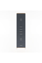 Hyperion Dolap 4 Raflı 5 Çekmeceli 4 Kapaklı 60x44x243 Çam-Antrasit