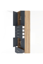 Hyperion Dolap 4 Raflı 5 Çekmeceli 4 Kapaklı 60x44x243 Çam-Antrasit