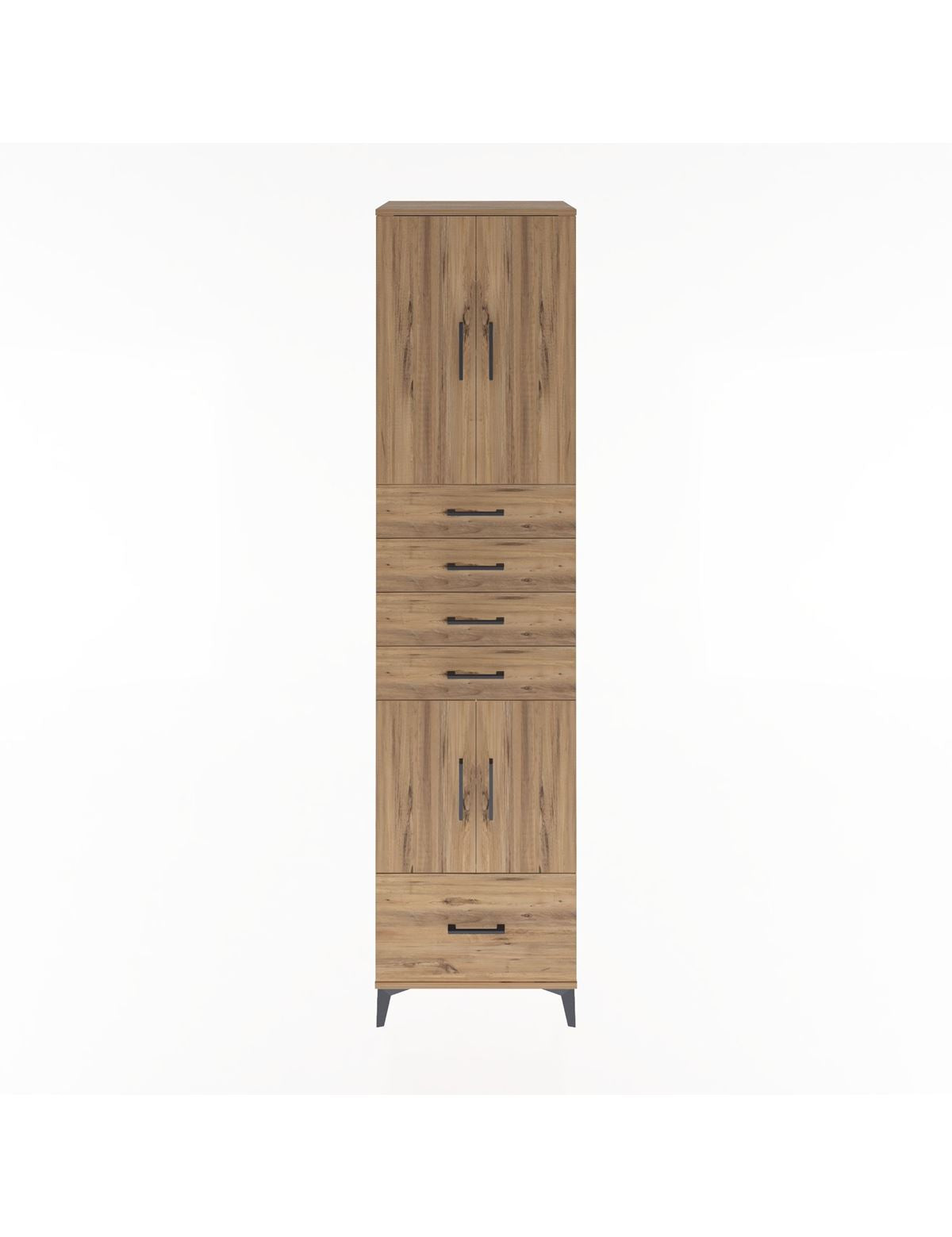 Hyperion Dolap 4 Raflı 5 Çekmeceli 4 Kapaklı 60x44x243 Çam-Çam