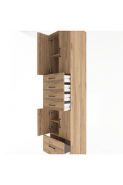 Hyperion Dolap 4 Raflı 5 Çekmeceli 4 Kapaklı 60x44x243 Çam-Çam
