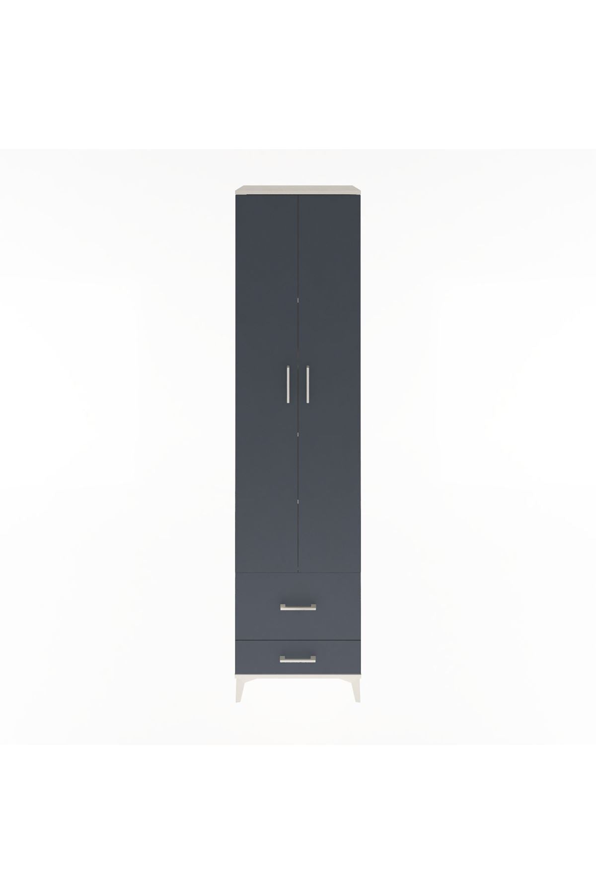 Hyperion Dolap 5 Raflı 2 Çekmeceli 2 Kapaklı 60x44x243 Aytaşı-Antrasit