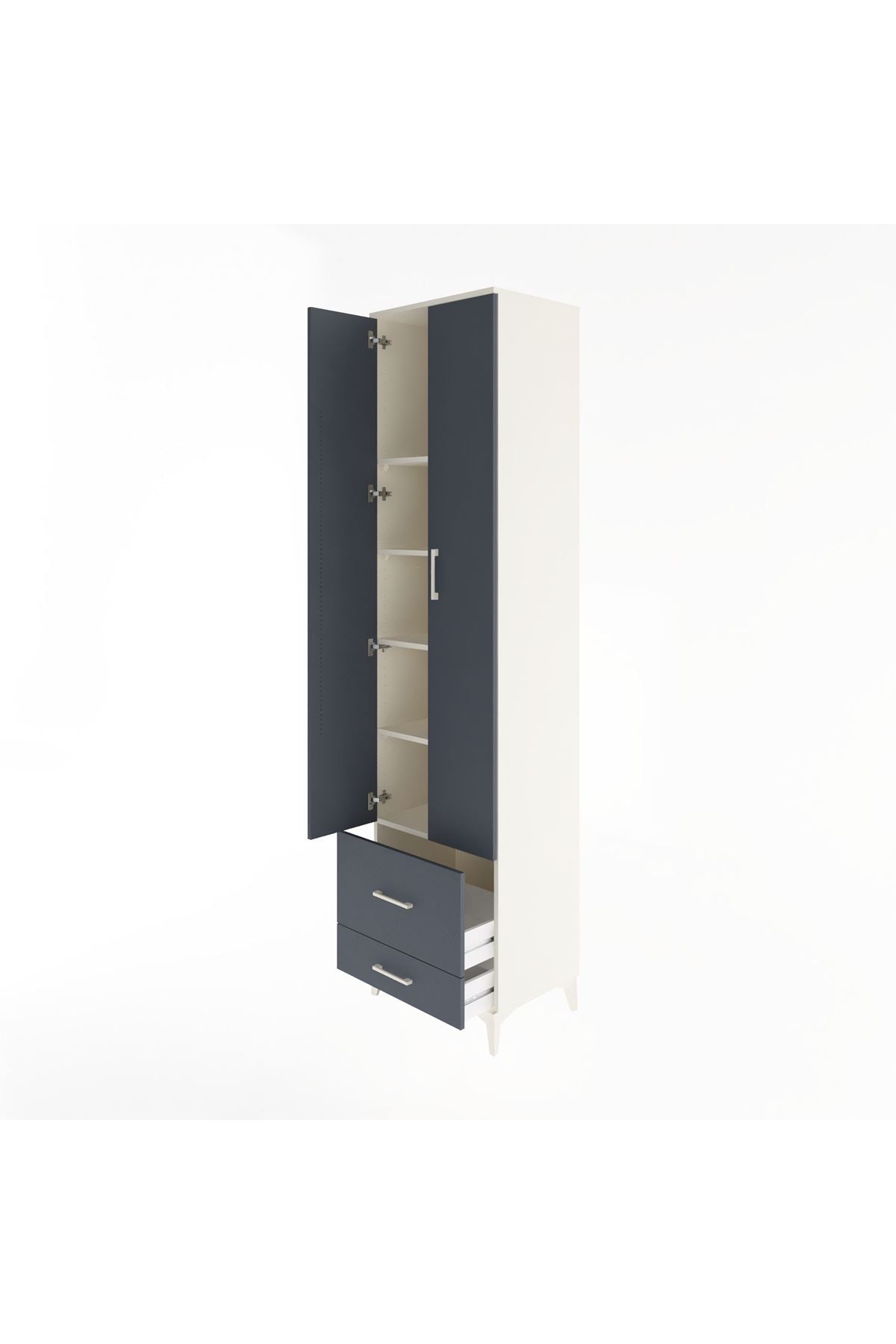 Hyperion Dolap 5 Raflı 2 Çekmeceli 2 Kapaklı 60x44x243 Aytaşı-Antrasit