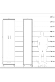 Hyperion Dolap 5 Raflı 2 Çekmeceli 2 Kapaklı 60x44x243 Aytaşı-Çam