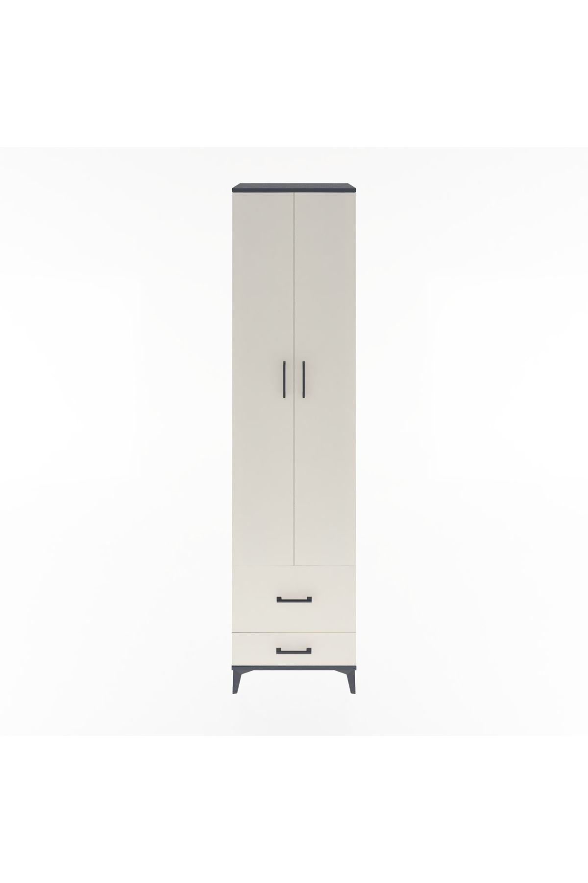 Hyperion Dolap 5 Raflı 2 Çekmeceli 2 Kapaklı 60x44x243 Antrasit-Aytaşı