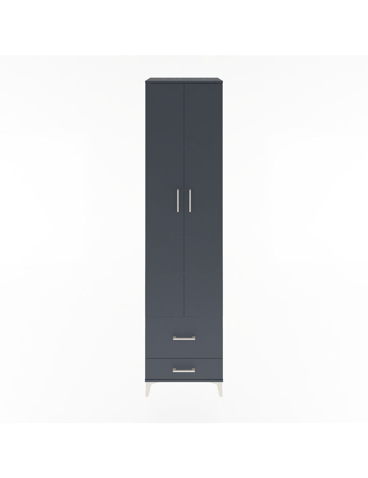 Hyperion Dolap 5 Raflı 2 Çekmeceli 2 Kapaklı 60x44x243 Antrasit-Antrasit