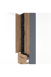 Hyperion Dolap 5 Raflı 2 Çekmeceli 2 Kapaklı 60x44x243 Antrasit-Çam