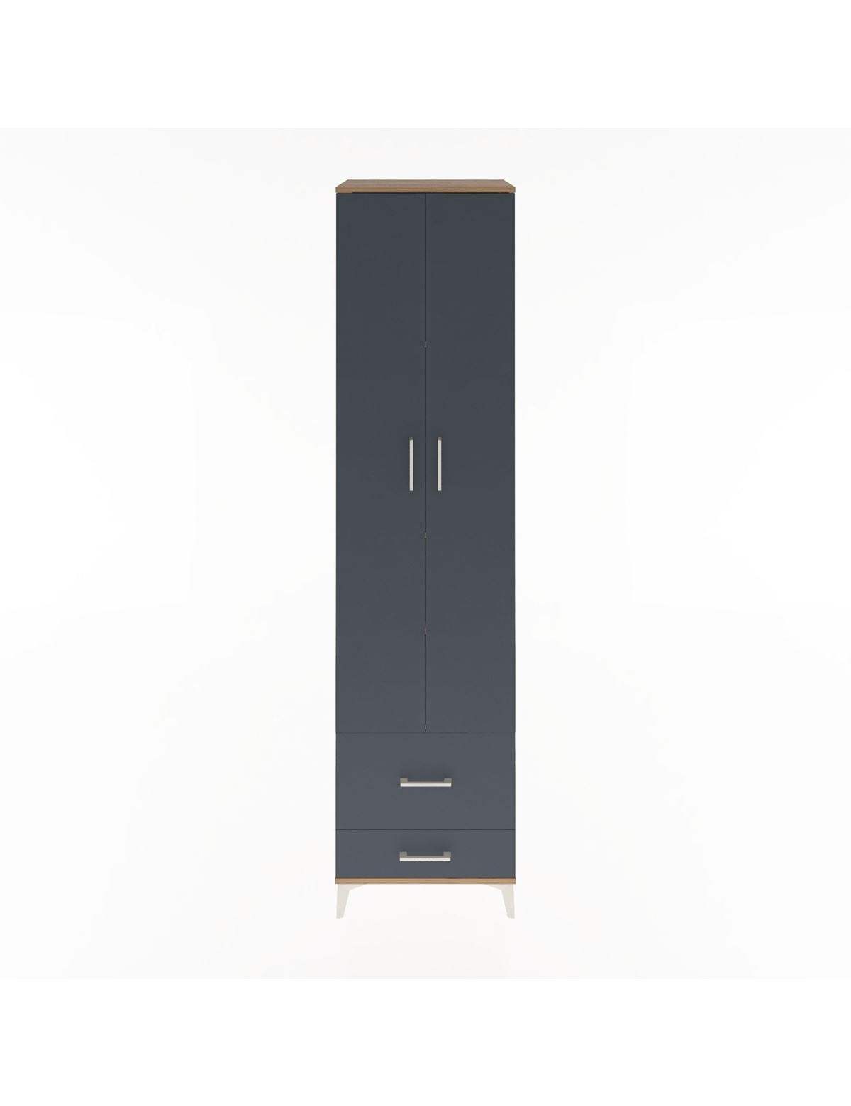 Hyperion Dolap 5 Raflı 2 Çekmeceli 2 Kapaklı 60x44x243 Çam-Antrasit