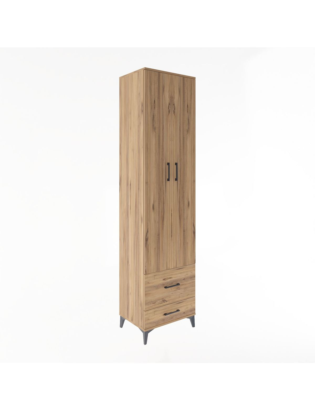 Hyperion Dolap 5 Raflı 2 Çekmeceli 2 Kapaklı 60x44x243 Çam-Çam