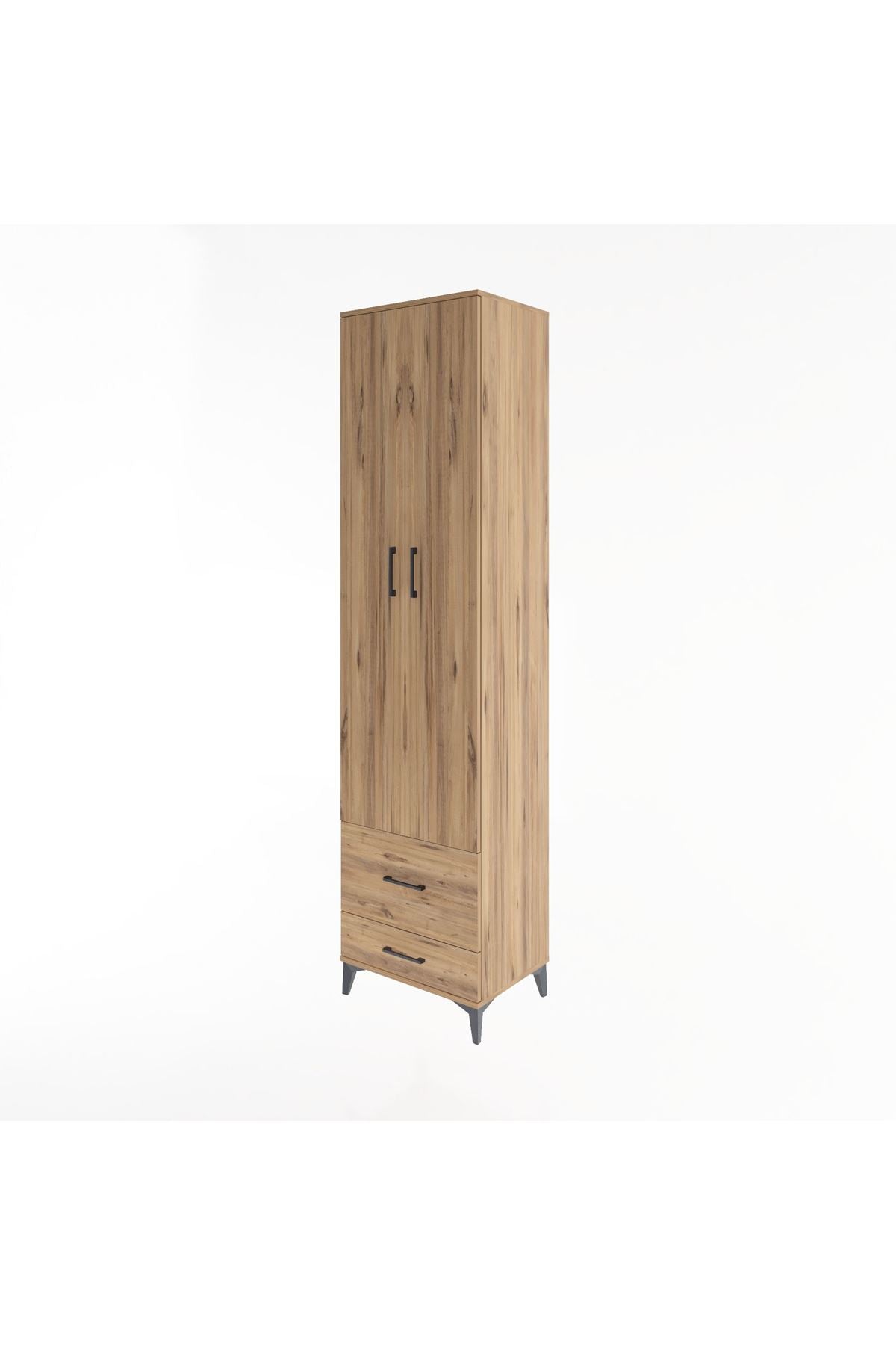 Hyperion Dolap 5 Raflı 2 Çekmeceli 2 Kapaklı 60x44x243 Çam-Çam