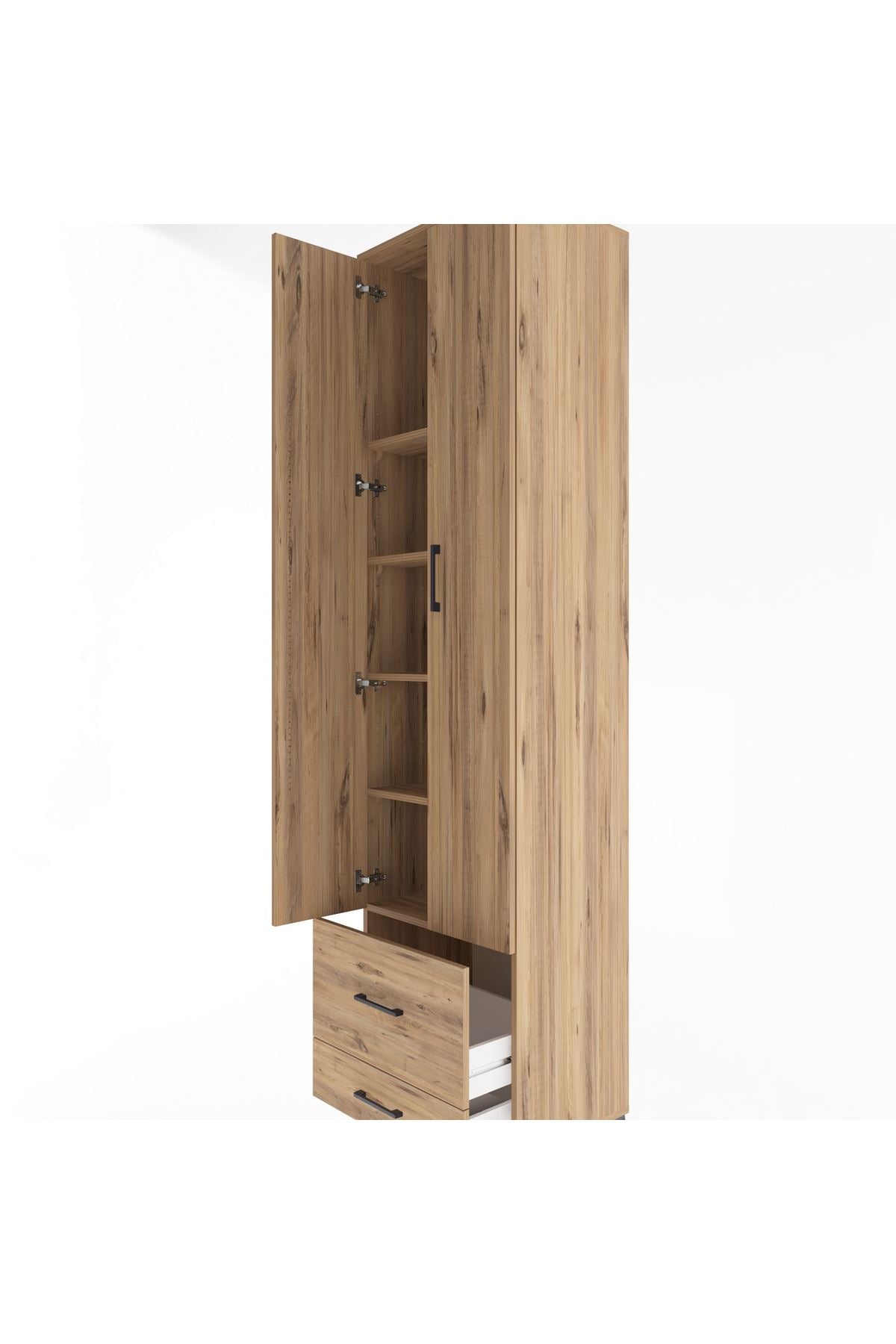 Hyperion Dolap 5 Raflı 2 Çekmeceli 2 Kapaklı 60x44x243 Çam-Çam