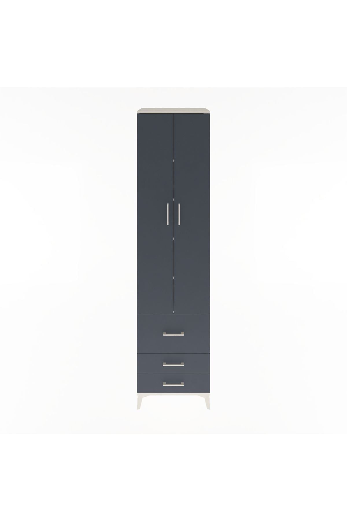 Hyperion Dolap 5 Raflı 3 Çekmeceli 2 Kapaklı 60x44x243 Aytaşı-Antrasit