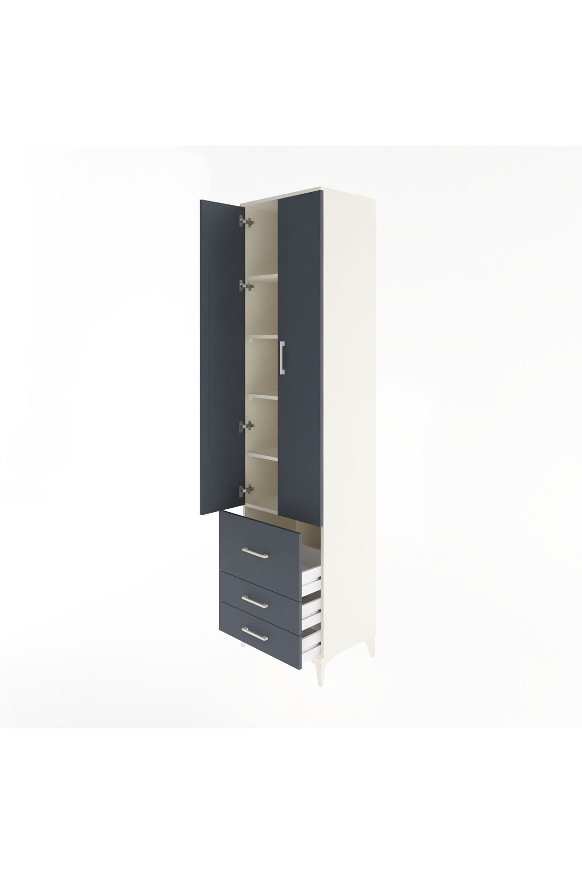 Hyperion Dolap 5 Raflı 3 Çekmeceli 2 Kapaklı 60x44x243 Aytaşı-Antrasit