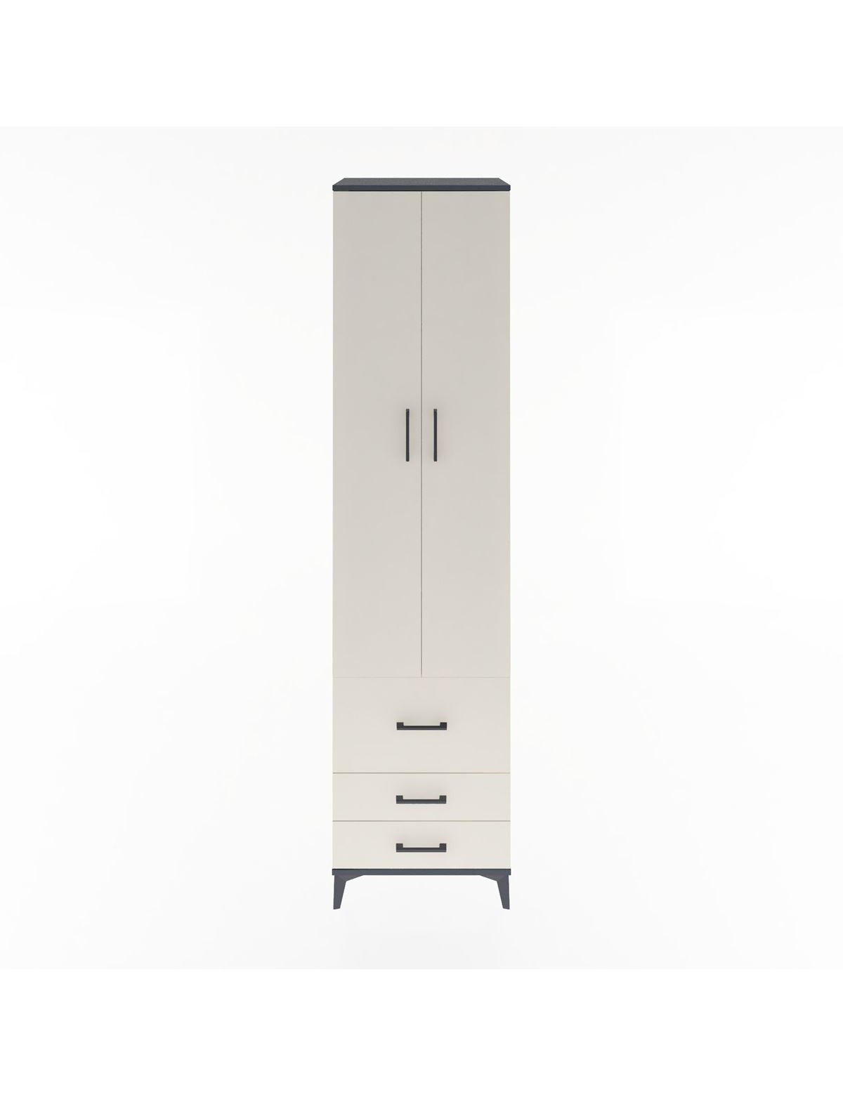 Hyperion Dolap 5 Raflı 3 Çekmeceli 2 Kapaklı 60x44x243 Antrasit-Aytaşı