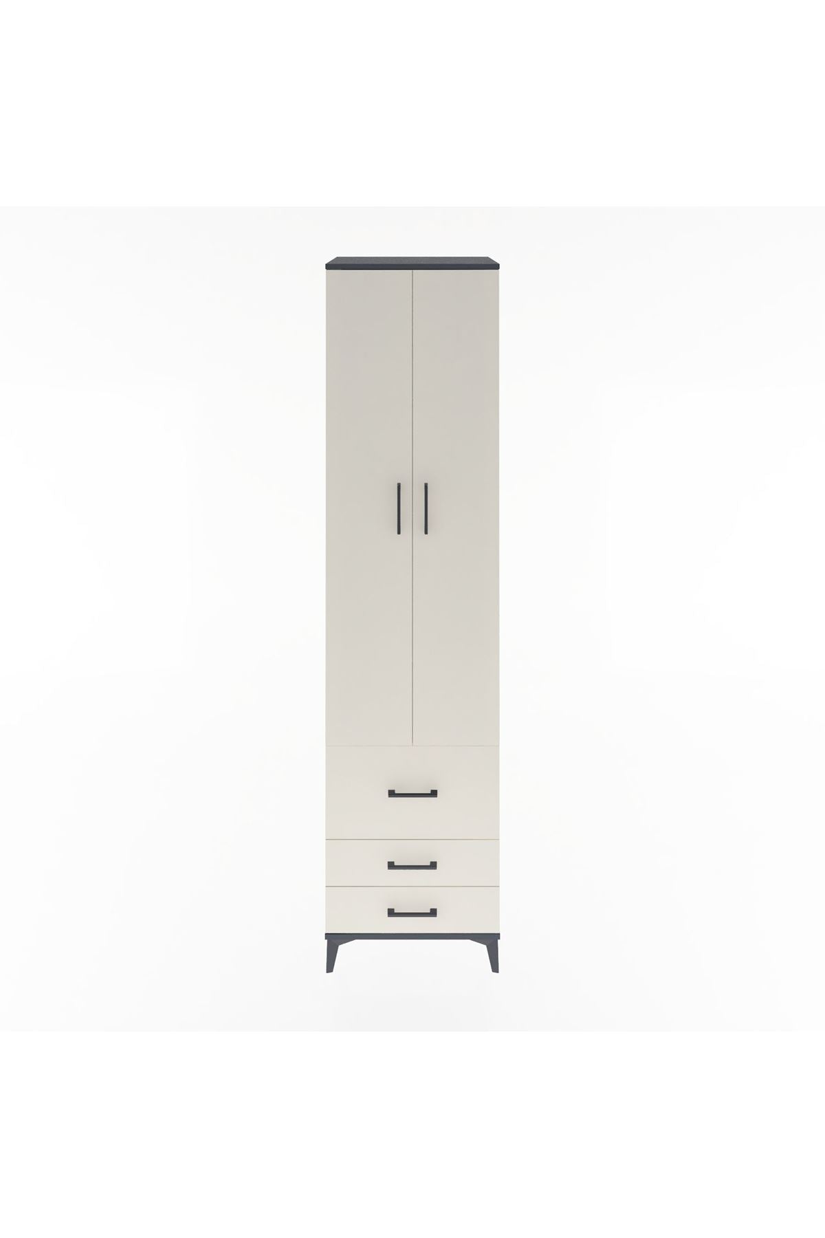 Hyperion Dolap 5 Raflı 3 Çekmeceli 2 Kapaklı 60x44x243 Antrasit-Aytaşı