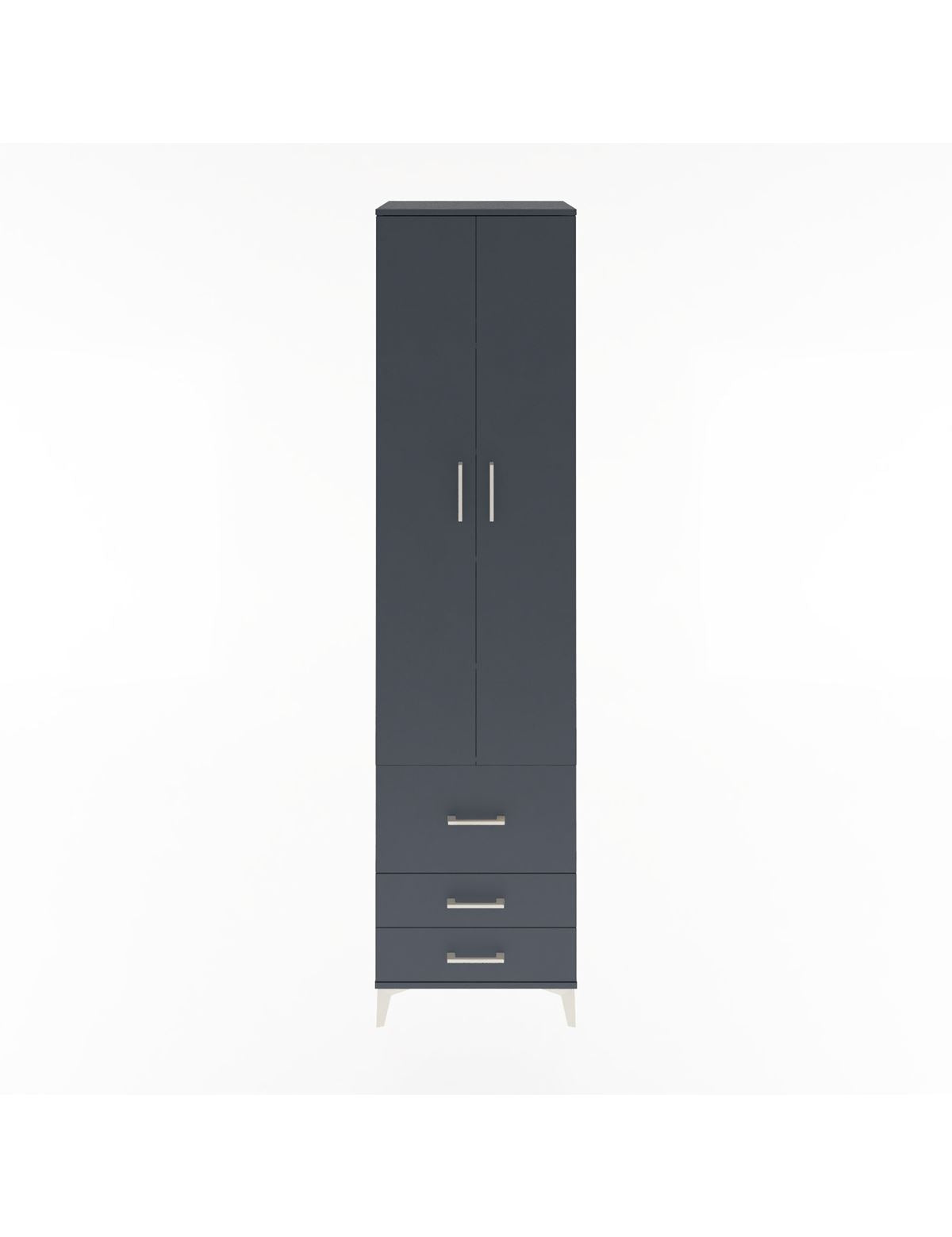 Hyperion Dolap 5 Raflı 3 Çekmeceli 2 Kapaklı 60x44x243 Antrasit-Antrasit