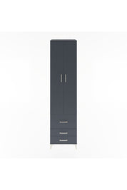 Hyperion Dolap 5 Raflı 3 Çekmeceli 2 Kapaklı 60x44x243 Antrasit-Antrasit