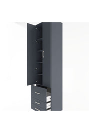 Hyperion Dolap 5 Raflı 3 Çekmeceli 2 Kapaklı 60x44x243 Antrasit-Antrasit