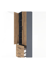 Hyperion Dolap 5 Raflı 3 Çekmeceli 2 Kapaklı 60x44x243 Antrasit-Çam