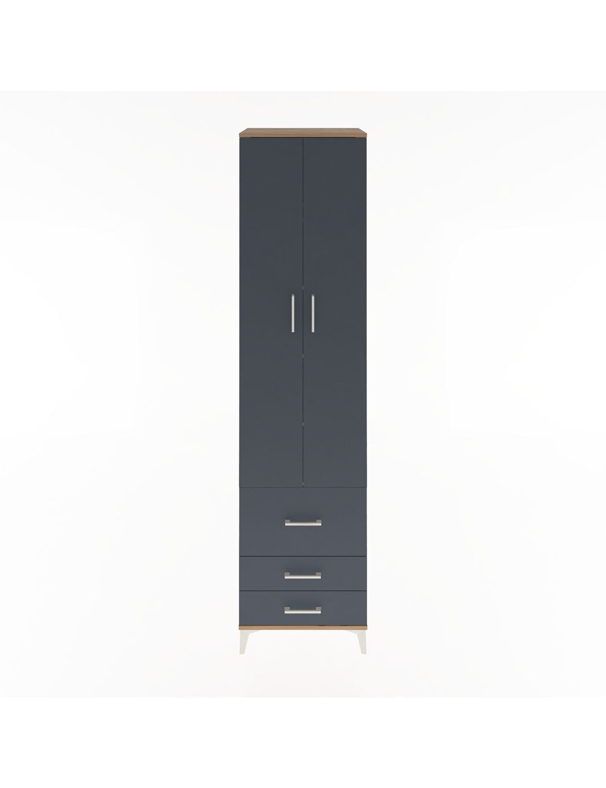 Hyperion Dolap 5 Raflı 3 Çekmeceli 2 Kapaklı 60x44x243 Çam-Antrasit