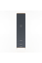 Hyperion Dolap 5 Raflı 3 Çekmeceli 2 Kapaklı 60x44x243 Çam-Antrasit