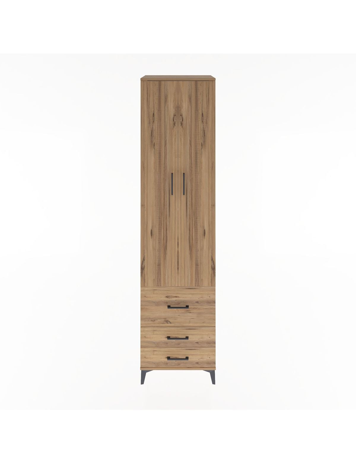 Hyperion Dolap 5 Raflı 3 Çekmeceli 2 Kapaklı 60x44x243 Çam-Çam