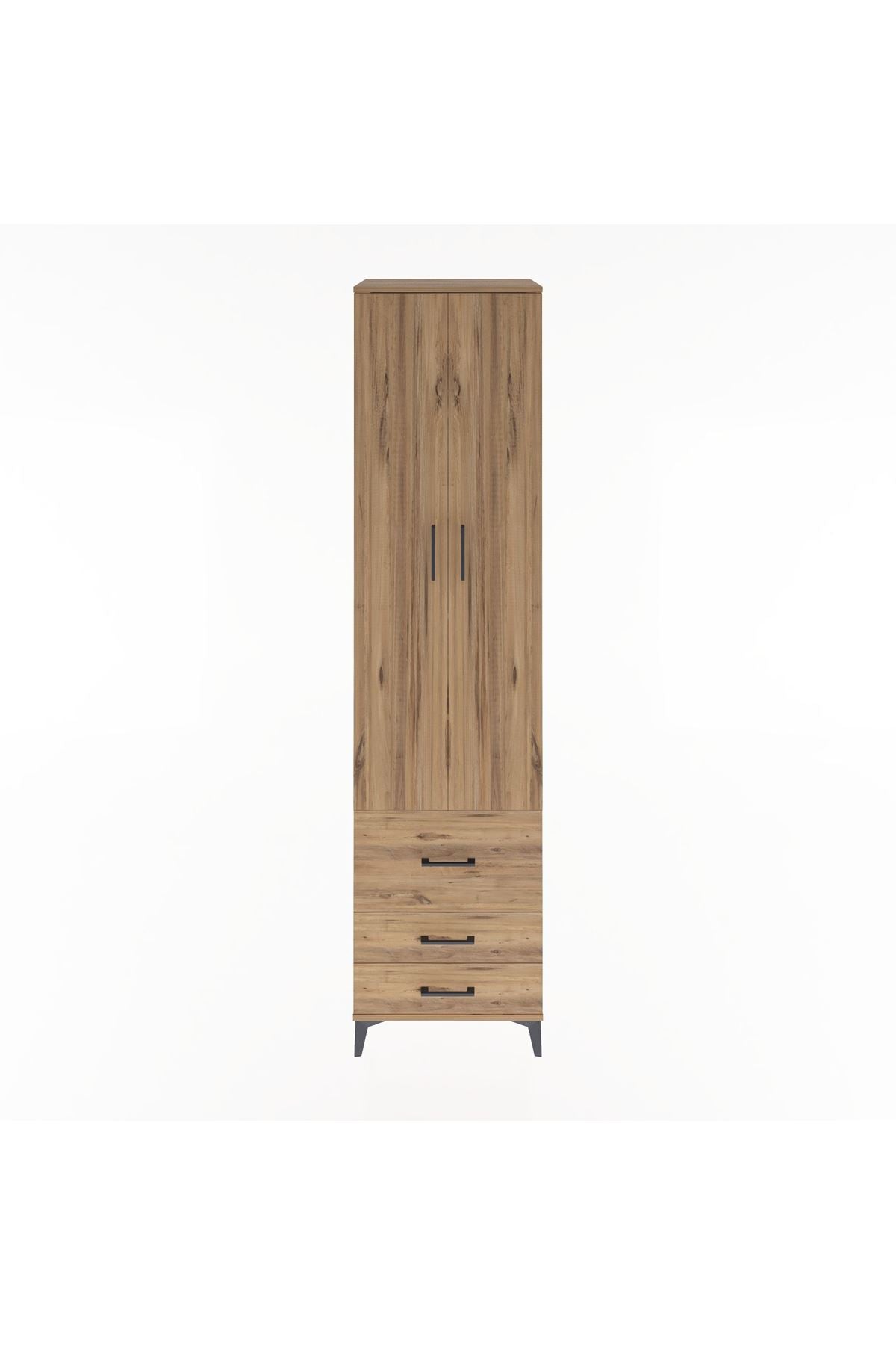 Hyperion Dolap 5 Raflı 3 Çekmeceli 2 Kapaklı 60x44x243 Çam-Çam