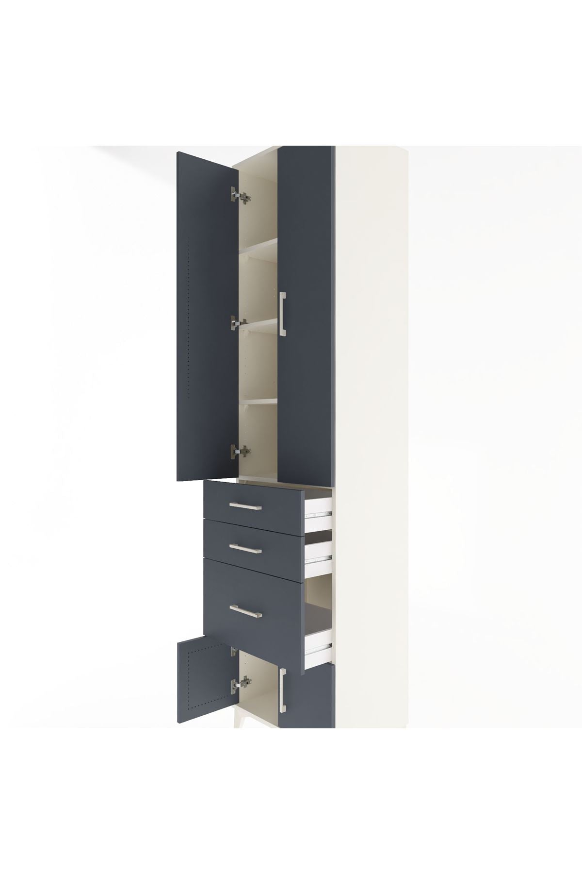 Hyperion Dolap 4 Raflı 3 Çekmeceli 4 Kapaklı 60x44x243 Aytaşı-Antrasit