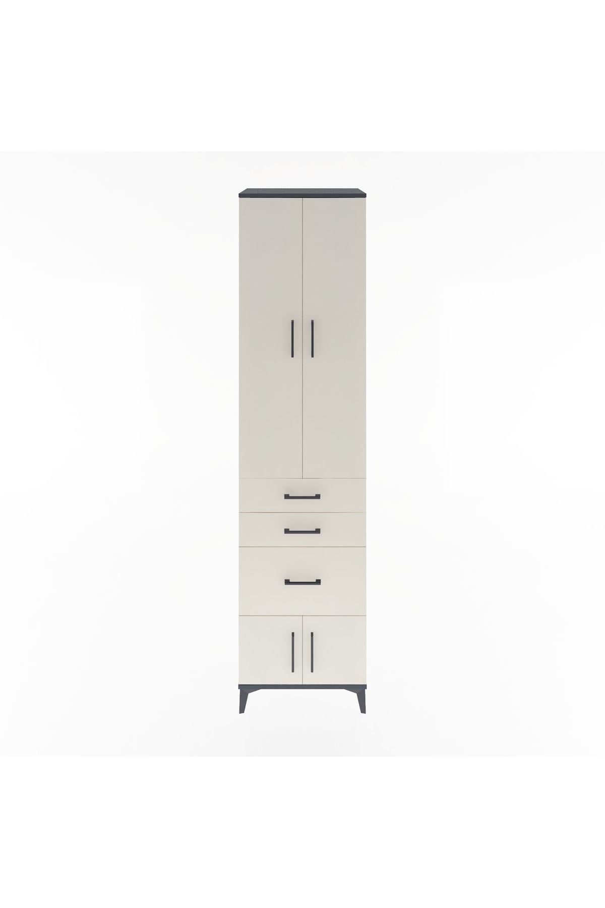 Hyperion Dolap 4 Raflı 3 Çekmeceli 4 Kapaklı 60x44x243 Antrasit-Aytaşı