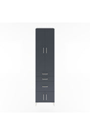 Hyperion Dolap 4 Raflı 3 Çekmeceli 4 Kapaklı 60x44x243 Antrasit-Antrasit