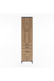 Hyperion Dolap 4 Raflı 3 Çekmeceli 4 Kapaklı 60x44x243 Antrasit-Çam