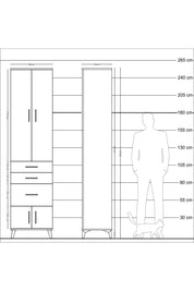 Hyperion Dolap 4 Raflı 3 Çekmeceli 4 Kapaklı 60x44x243 Çam-Aytaşı