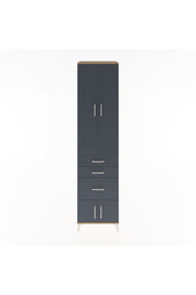Hyperion Dolap 4 Raflı 3 Çekmeceli 4 Kapaklı 60x44x243 Çam-Antrasit