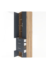 Hyperion Dolap 4 Raflı 3 Çekmeceli 4 Kapaklı 60x44x243 Çam-Antrasit