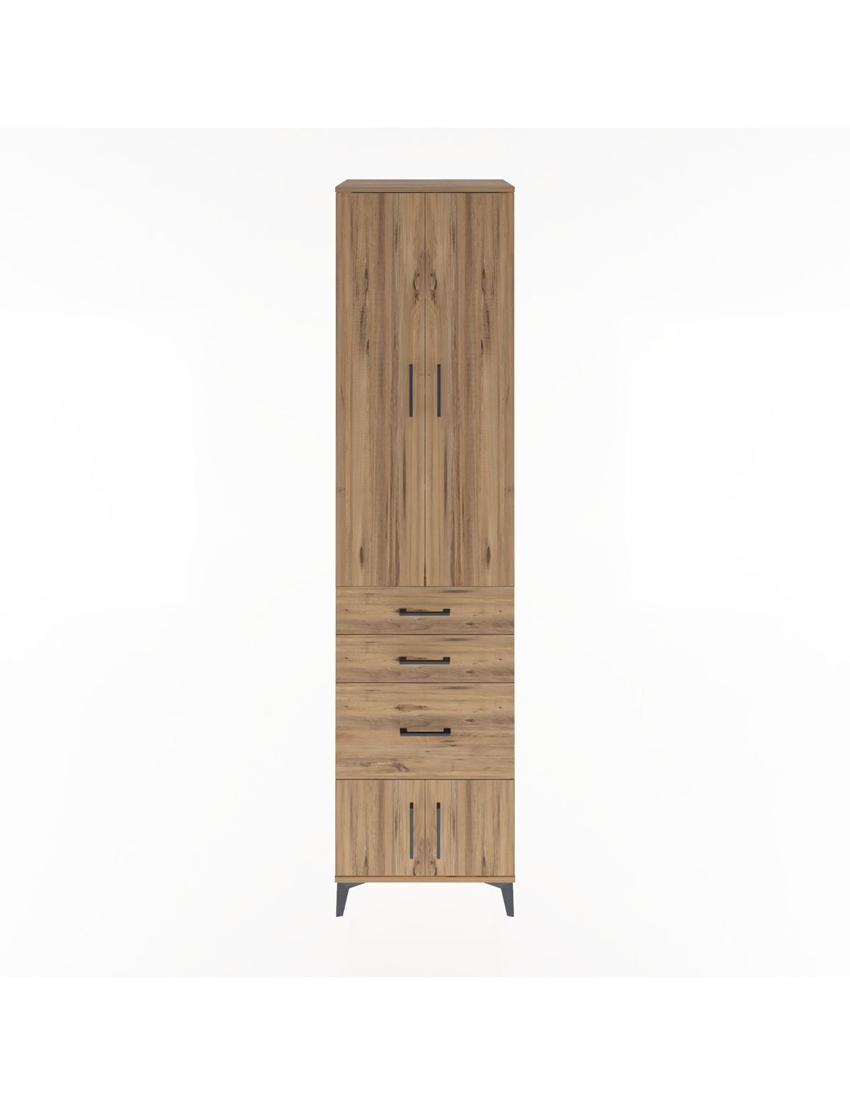 Hyperion Dolap 4 Raflı 3 Çekmeceli 4 Kapaklı 60x44x243 Çam-Çam