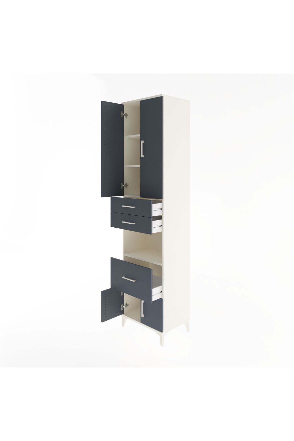 Hyperion Dolap 4 Raflı 3 Çekmeceli 4 Kapaklı 60x44x243 Aytaşı-Antrasit