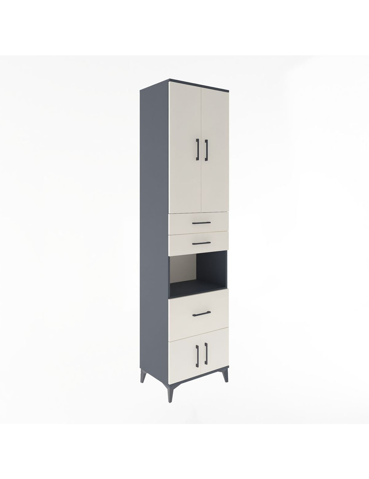 Hyperion Dolap 4 Raflı 3 Çekmeceli 4 Kapaklı 60x44x243 Antrasit-Aytaşı