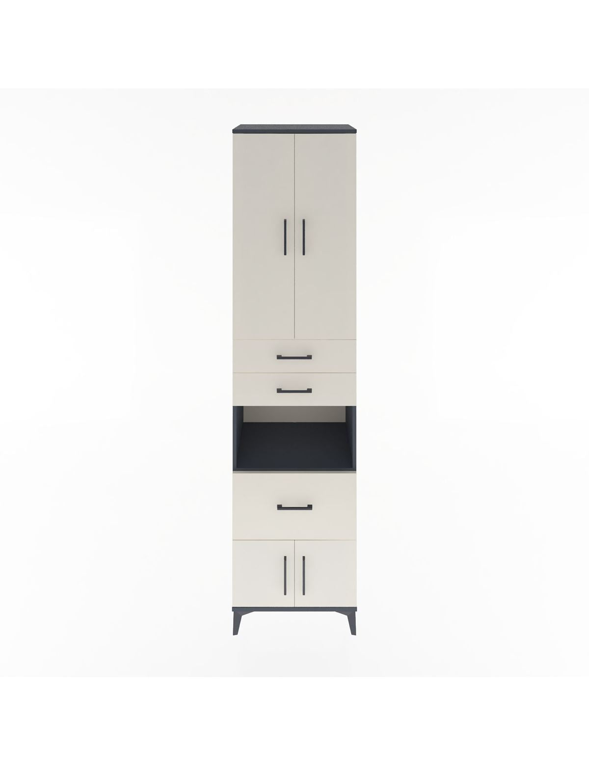 Hyperion Dolap 4 Raflı 3 Çekmeceli 4 Kapaklı 60x44x243 Antrasit-Aytaşı