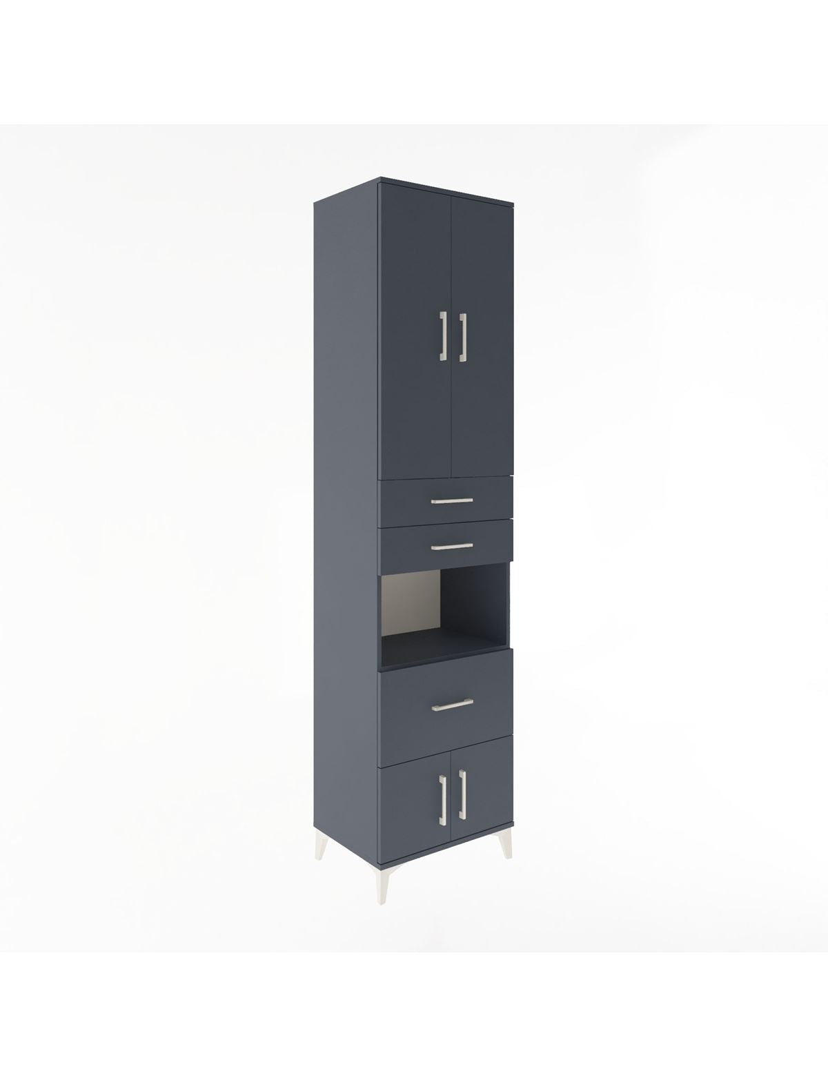 Hyperion Dolap 4 Raflı 3 Çekmeceli 4 Kapaklı 60x44x243 Antrasit-Antrasit