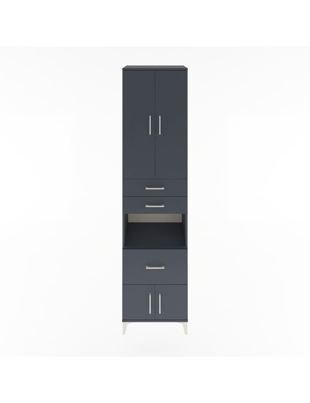 Hyperion Dolap 4 Raflı 3 Çekmeceli 4 Kapaklı 60x44x243 Antrasit-Antrasit