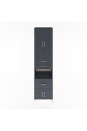 Hyperion Dolap 4 Raflı 3 Çekmeceli 4 Kapaklı 60x44x243 Antrasit-Antrasit