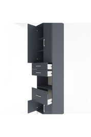 Hyperion Dolap 4 Raflı 3 Çekmeceli 4 Kapaklı 60x44x243 Antrasit-Antrasit