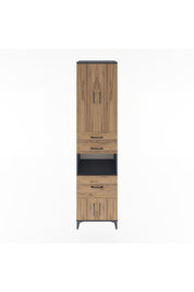 Hyperion Dolap 4 Raflı 3 Çekmeceli 4 Kapaklı 60x44x243 Antrasit-Çam