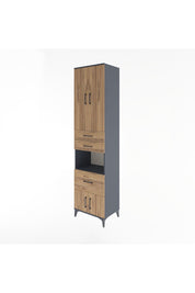 Hyperion Dolap 4 Raflı 3 Çekmeceli 4 Kapaklı 60x44x243 Antrasit-Çam